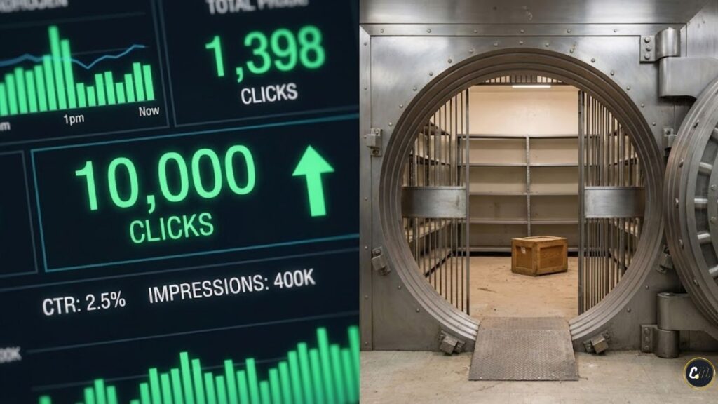 Comparison between vanity metrics like clicks and actual ROI in digital marketing.