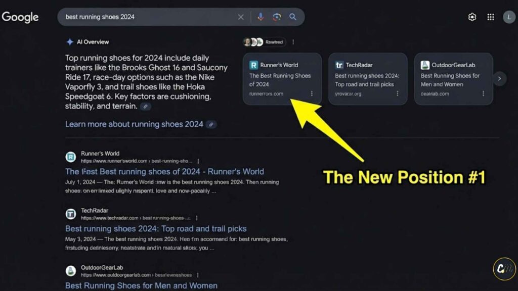 Google SGE AI snapshot showing citation links to authoritative websites.