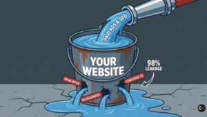 The Leaky Bucket theory illustration showing how bad offers waste marketing traffic.